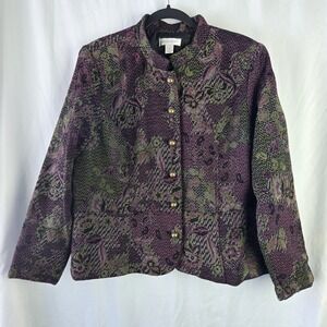 Christopher & Banks Tapestry Floral Geo Print Blazer Womens XL Office Whimsigoth